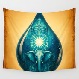 Water Goddess and Elephant Wall Tapestry