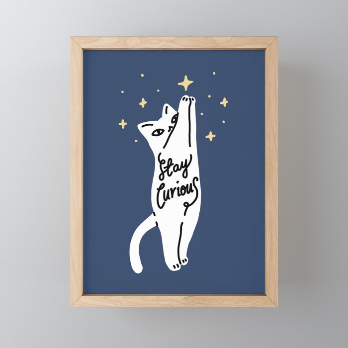Stay Curious Cat Framed Mini Art Print