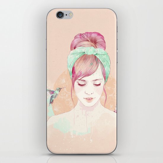 Pink hair lady iPhone & iPod Skin