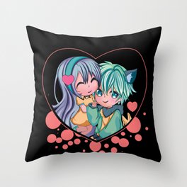 Kawaii Cute Anime Otaku Hearts Day Valentines Day Throw Pillow