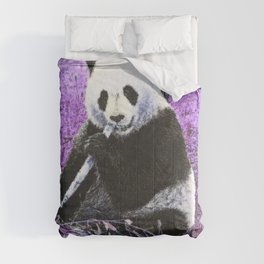 Funky lilac Panda Comforter | Graphicdesign, Wildlife, Effect, Nature, Animal, Lilac, Digital, Modern, Mixed Media, Unique 