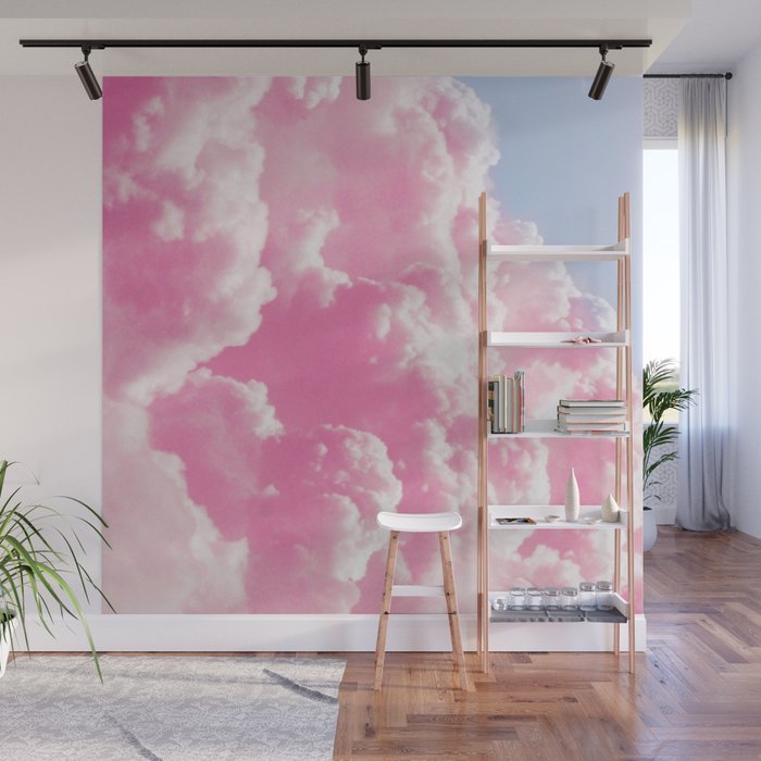 Retro cotton candy clouds Wall Mural