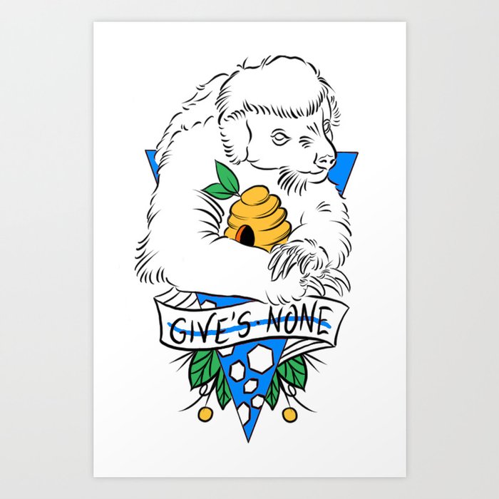 honey badger in blue Art Print