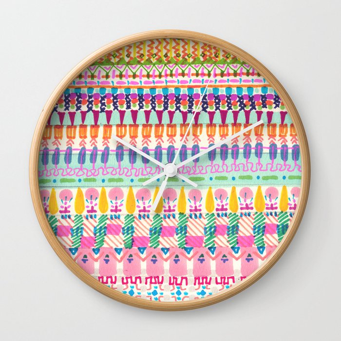 Illustrated Woven  Wall Clock