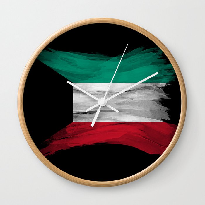 Kuwait flag brush stroke, national flag Wall Clock