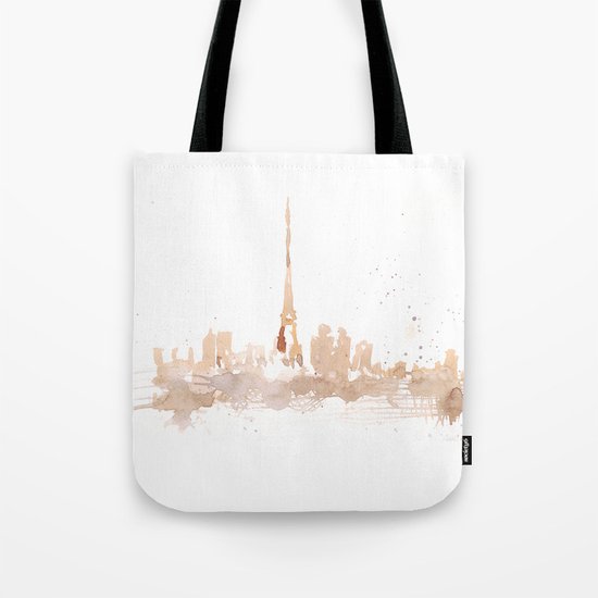 Watercolor landscape illustration_Paris Tote Bag