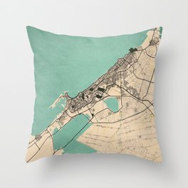 Alexandria City Map of Egypt - Vintage Throw Pillow