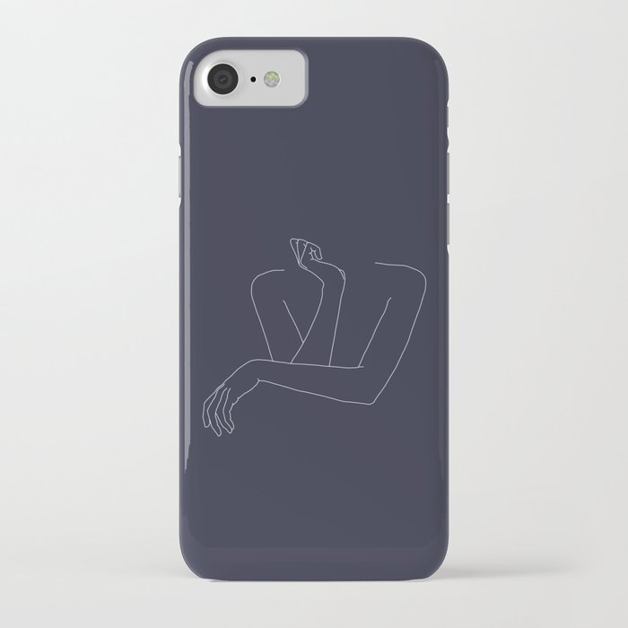 Woman's crossed arms line drawing - Anna Blue iPhone Case
