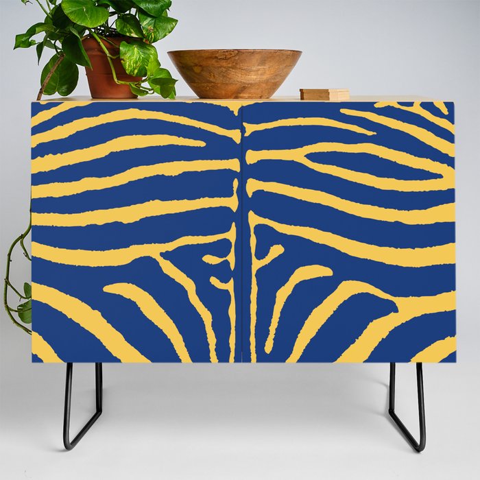 Zebra Wild Animal Print 271 Blue and Yellow Credenza