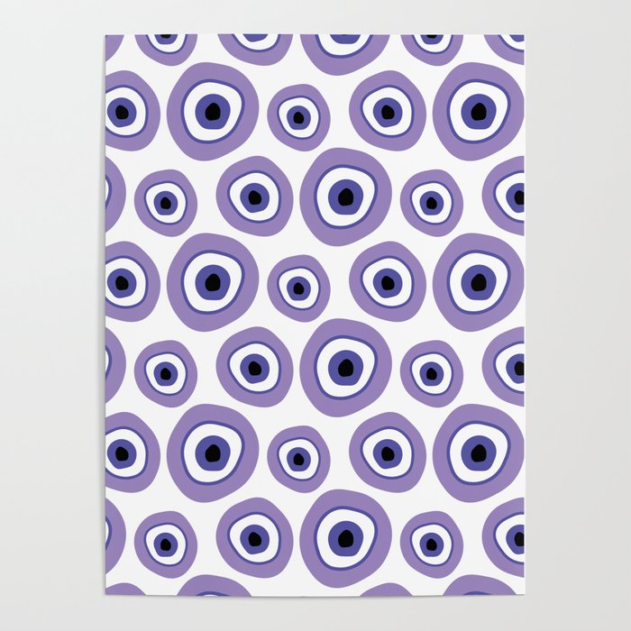 Purple Evil Eye Illustration Poster