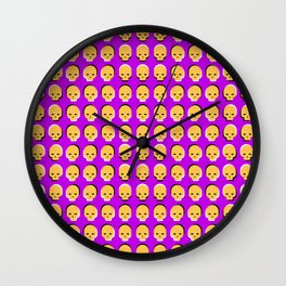 Skull Wave Wall Clock | Violet, Digital, Graphicdesign, Skulls, Other, Yellow, Purple, Opticalillusion, Pattern, Skull 