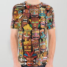 Tiki Pattern All Over Graphic Tee