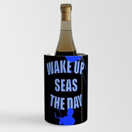 Wake Up Seas The Day Kiteboarder Royal Blue Wine Chiller
