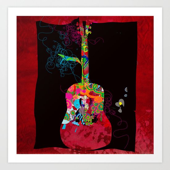 graphic guitar Art Print
