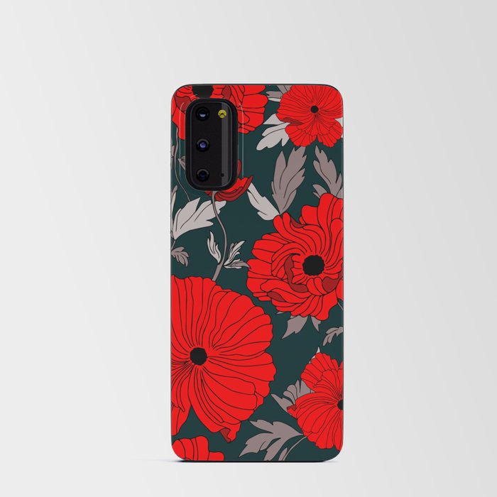 Red poppies on a dark background Android Card Case