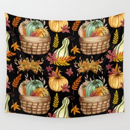 Watercolor Pumpkins Background Illustration Wall Tapestry