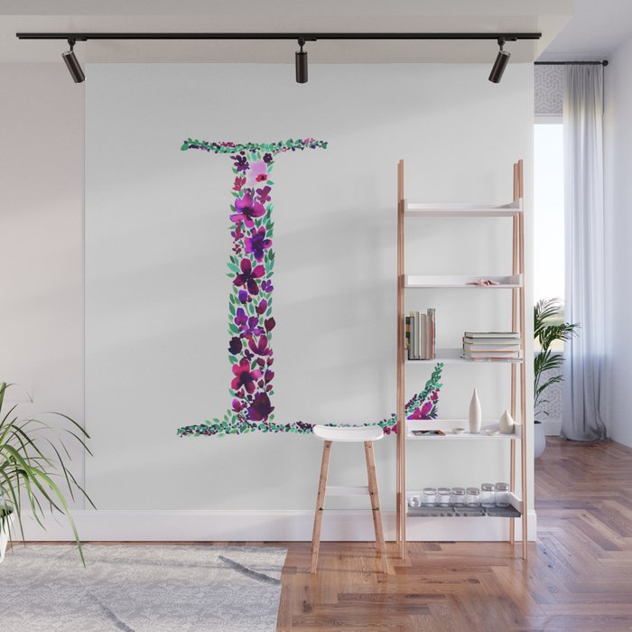 Fl Monogram Letter L Wall Mural By Amysia Society6