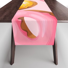 Doughnuts Pink Yellow Modern Confectionery Decor Table Runner