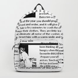 Good Wife's Guide Backpack | Girlfriend, Black And White, Funny, Feminism, Urbanlegends, Vintage, Magazinearticles, Womensday, Submissiveness, Purity 