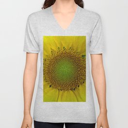 Sunflower Flower and Seeds, Fibonacci, Spiral, Golden Ratio V Neck T Shirt