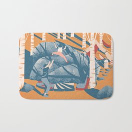 Lovers teamwork bouldering and camping in a woods Bath Mat | Outdoor, Nature, Belay, Teamwork, Brave, Courage, Partners, Partner, Lovers, Love 
