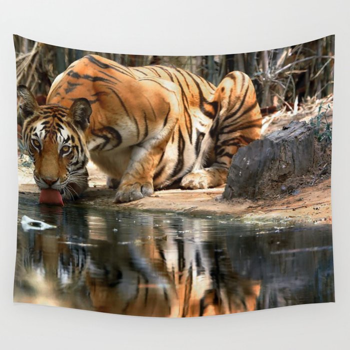 Tiger Reflection Wall Tapestry