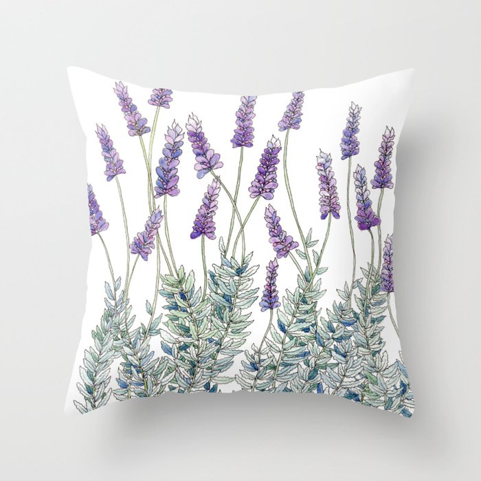 Lavender, Illustration Throw Pillow