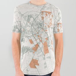 Marrakesh City Map of Morocco - Bohemian All Over Graphic Tee