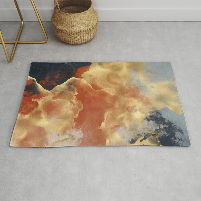 Textured Colorful Abstract Marble Art Work Rug
