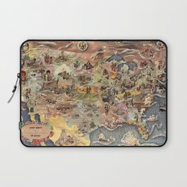 History of America Pictorial State map of Historical Events landscape painting by Aaron Bohrod Laptop Sleeve