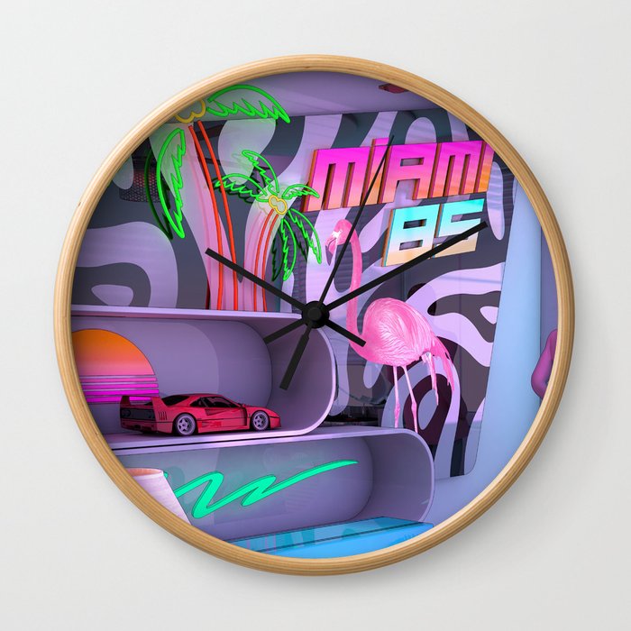 Synthwave Miami 85 Wall Clock