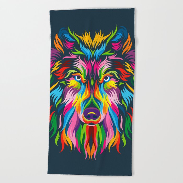 Full Color Wolf Beach Towel