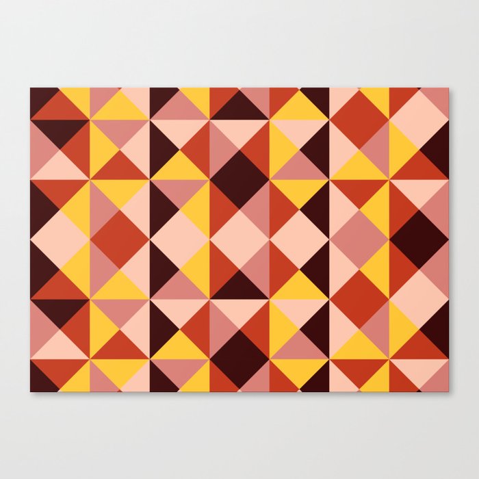Geometrical gingham checked orange Canvas Print