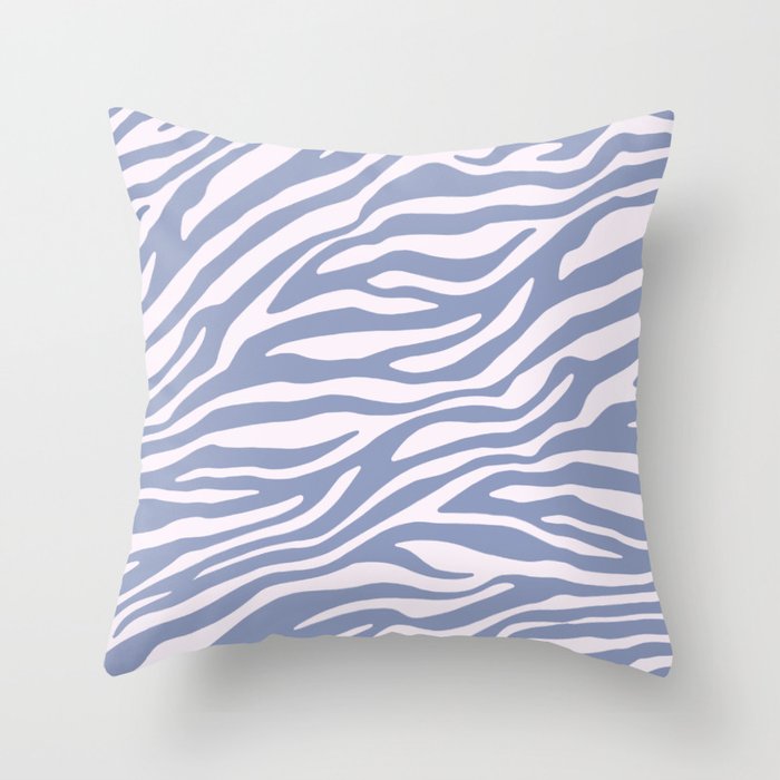 Blue Zebra Animal Print Throw Pillow
