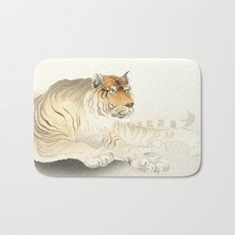 Resting Tiger - Vintage Japanese woodblock print Art Bath Mat | Asia, Saber, Bengal, Tiger, Woodcut, Asian, Painting, Japan, Tigers, Animal 