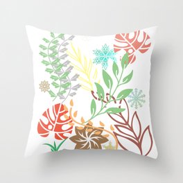 All Over Print Colourful Leaves - Vibrant  Throw Pillow