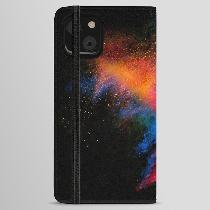 Launched colorful powder on black background iPhone Wallet Case