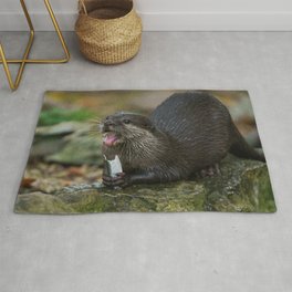 Otter Has Got His Fish Area & Throw Rug