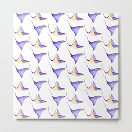 Stingrays Pattern in Watercolor | Purple and Ochre Color Palette Metal Print | Painting, Watercolor, Mantarays, Pisces, Digital, Pattern, Aquatic Animals, Vintage, Water, Nature 