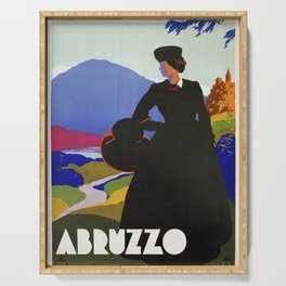 Abruzzo Italian travel Lady on a walk Serving Tray
