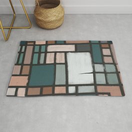 Shades of green grid  abstract pattern Area & Throw Rug