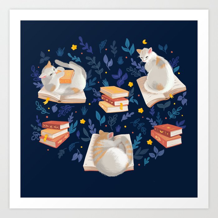 Reading at night Art Print