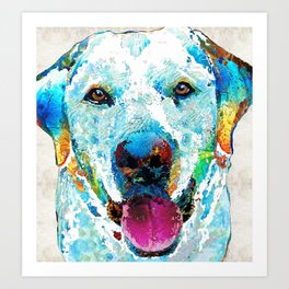 Colorful Labrador Retriever Dog Art - Happiness by Sharon Cummings Art Print