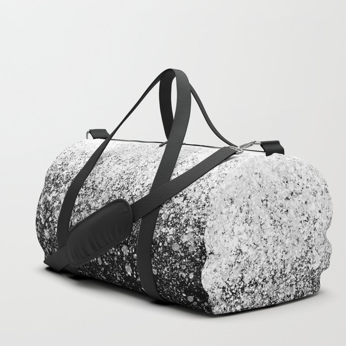 fading paint drops - black and white - spray painted color splash Duffle Bag