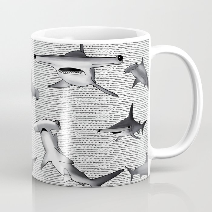 Hammerrhead Shark Pattern in black and White Coffee Mug