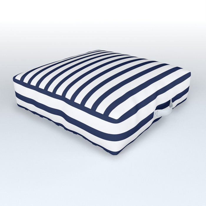 Navy Blue Breton Candy Nautical Stripe Lines Minimalist Stripes Line Drawing Outdoor Floor Cushion