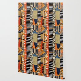 Safari Kaleidoscope: Vibrant African Textile Fusion Wallpaper