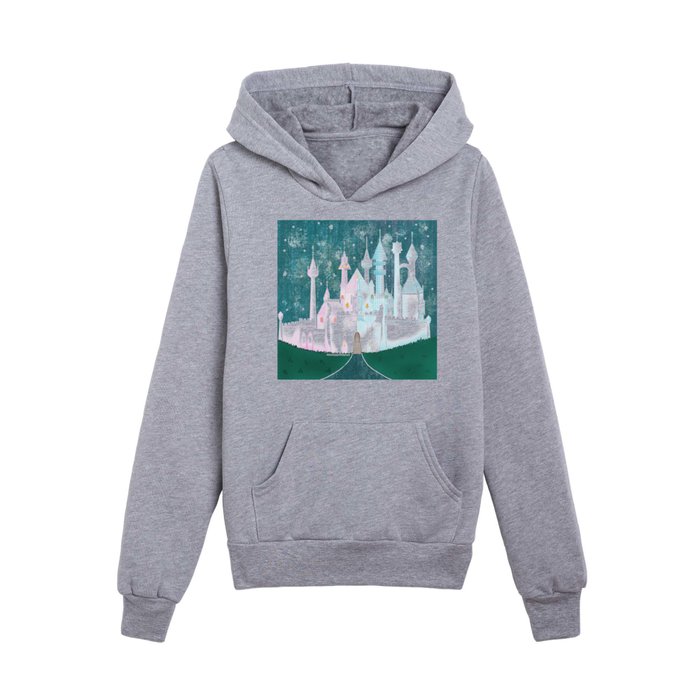 Pink and Blue Castle Kids Pullover Hoodie