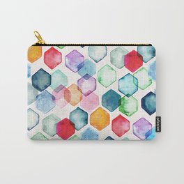 Watercolour Rainbow Hexagons Carry-All Pouch