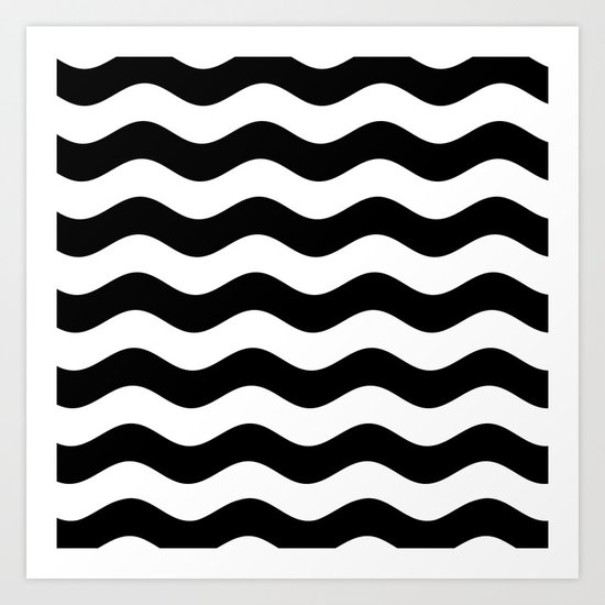 Wavy Stripes (Black/White) Art Print